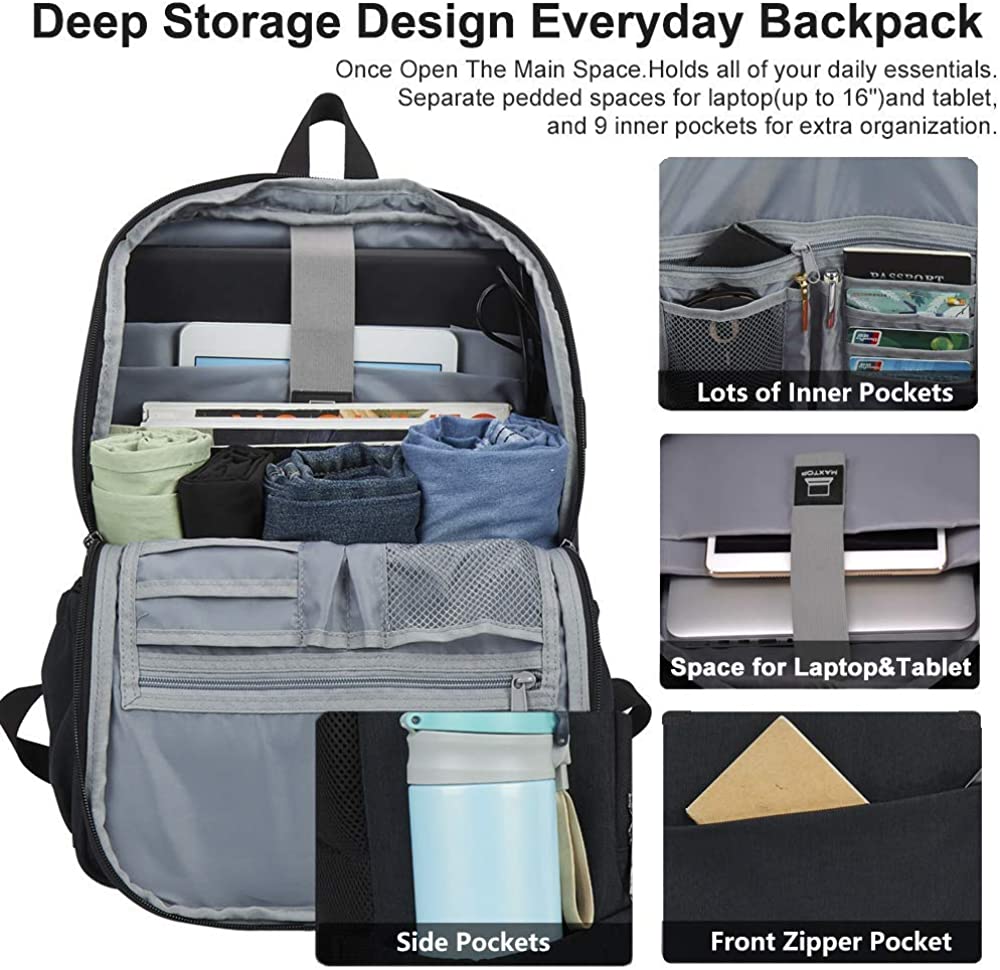 Deep Storage Laptop Backpack with USB 