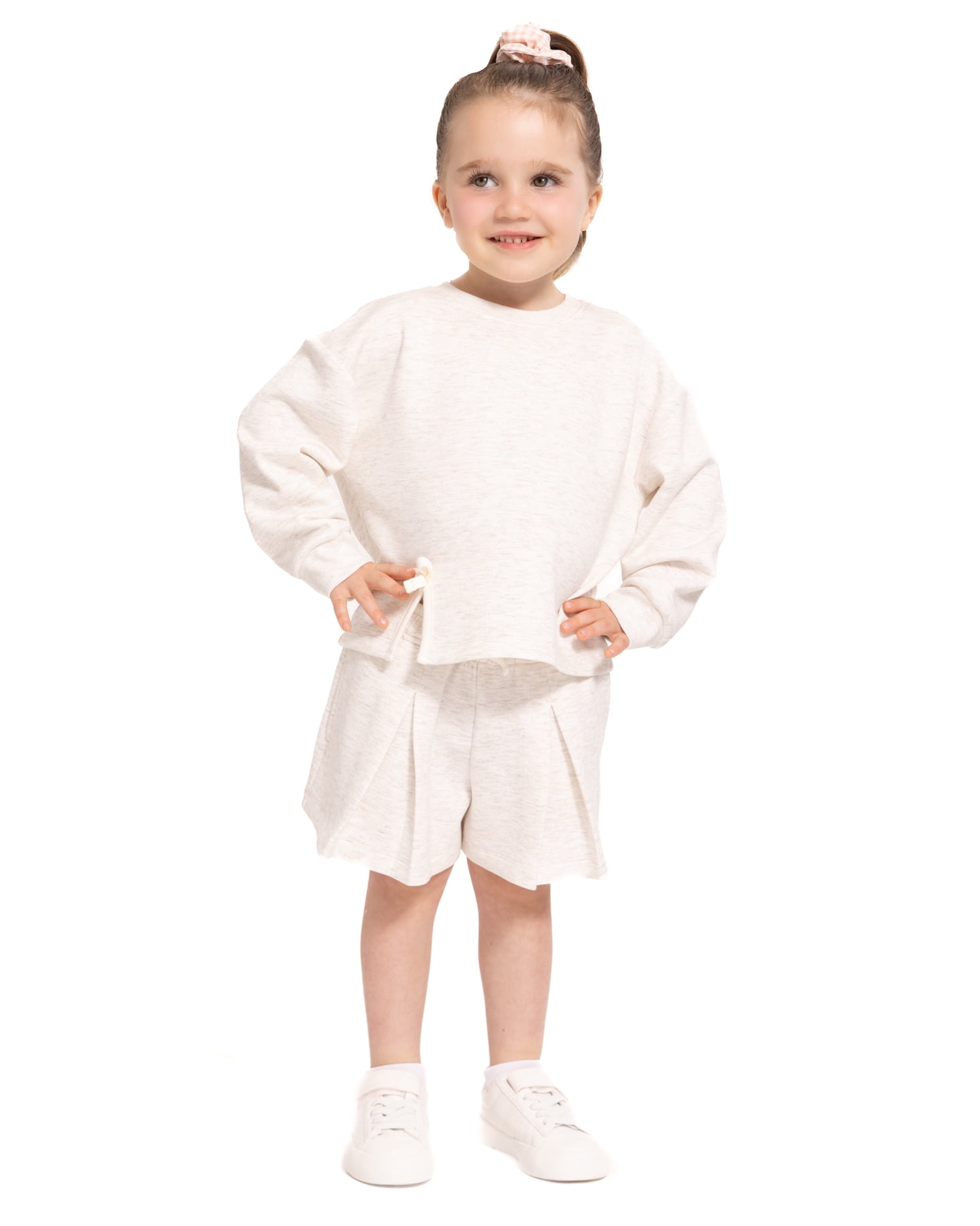 Wonder Nation Toddler Girls Crewneck Sweatshirt with Bow, Sizes 12M-5T
