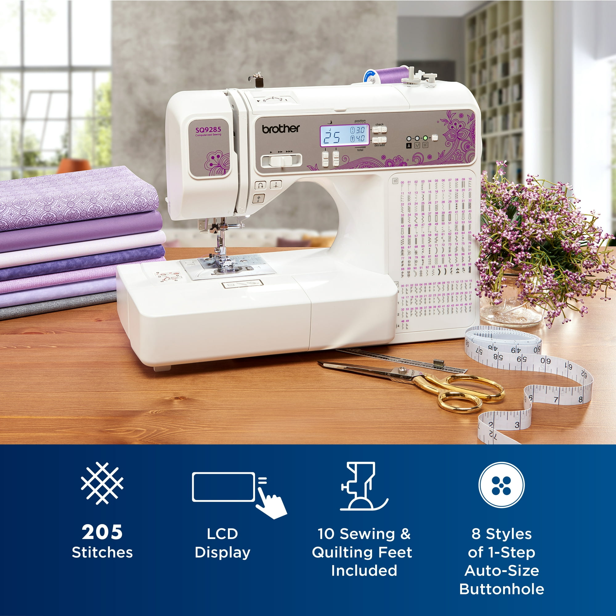 Brother Computerized Sewing and Quilting Machine with Wide Table, 150 stitches