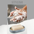 thumbnail image 5 of Chic Light Blue Polyresin Soap Dish with Draining Bamboo Insert - Versatile Soap Holder for Contemporary Home, 5 of 7
