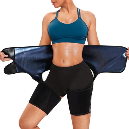 

Junlan 4 in 1 Waist Trainer for Women Workout Belt Sauna Sweat Waist Tummy Thigh Trimmer Back Support Butt Lifter(Black M）