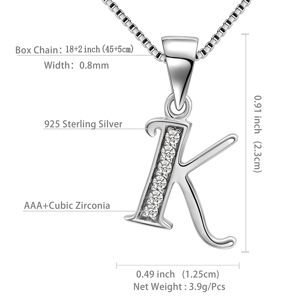 Juwaliy Initial K Sterling Silver Pendant Necklace photo 3