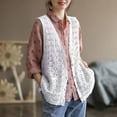 thumbnail image 2 of GEWSEY Womens Floral Crochet Lace Boho Trim Sleeveless Open Front Vest Cardigan (White, One Size), 2 of 5