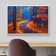 thumbnail image 3 of wall26 Framed Canvas Print Wall Art Brushstroke Effect Red &amp; Blue Autumn Forest Nature Wilderness Illustrations Modern Art Rustic Scenic Multicolor for Living Room, Bedroom, Office - 16"x24&, 3 of 5