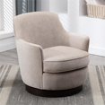 thumbnail image 2 of Comfort Pointe Reese Oatmeal Beige Fabric Wood Base Swivel Accent Chair, 2 of 8