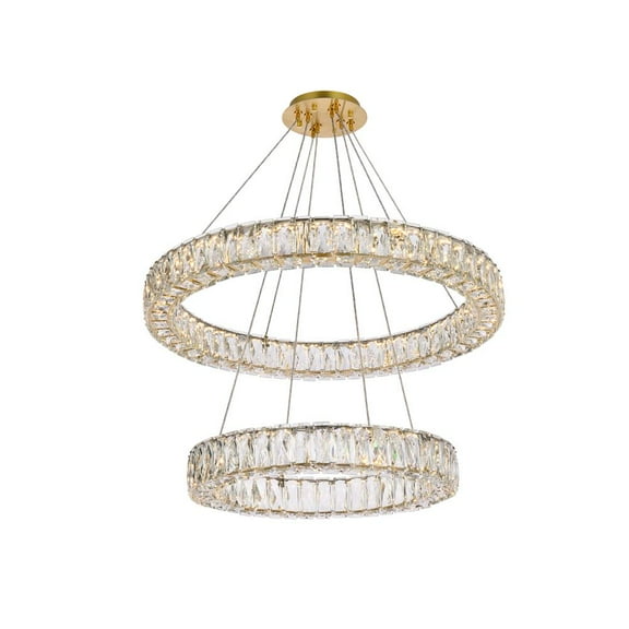 Monroe 28 inch LED double ring chandelier in gold