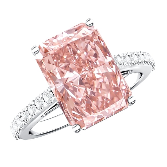 Rosec Jewels IGI Certified Radiant Cut Lab Grown Pink Diamond 5 Carat Engagement Ring (VS1 Clarity), 925 Sterling Silver, US 4.00