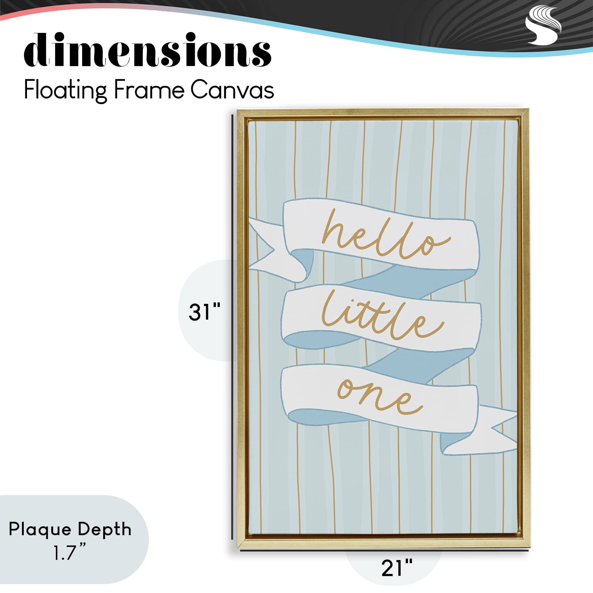 Stupell Industries Blue Hello Little One Gold Framed Floater Canvas Wall Art, design by Amanda Houston