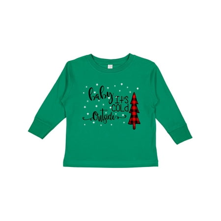 

Inktastic Baby It s Cold Outside Flannel Christmas Tree and Snow Gift Toddler Boy or Toddler Girl Long Sleeve T-Shirt
