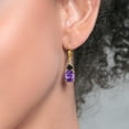thumbnail image 3 of Gem Stone King 18K Yellow Gold Plated Silver Purple Amethyst and Black Onyx Dangle Earrings for Women (5.32 Cttw, Gemstone February Birthstone, Oval 10X8MM, Trillion 5MM), 3 of 4