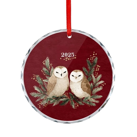 Xmas Ornament Vintage-style Owls Nestled Pine Branches Christmas Glass Decoration Funny Bird Xmas Tree Decorations