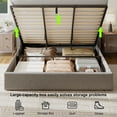 thumbnail image 5 of iPormis Queen Size Bed Frame with Lift Up Storage & Charging Station, Geometric Upholstered Storage Headboard, Heavy Duty Wooden Slats, No Box Spring Needed, Noise Free, Easy Assembly,Beige, 5 of 8