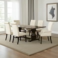 thumbnail image 6 of Benjara Akins 7pc Dining Table Set, Brown Pine Wood, Button Tufted Beige, 6 of 6