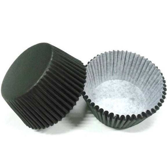 Solid Black Cupcake Liners (25pcs, Standard Size) Grease Resistant Cake Liners for Baking, Caking and Crafting by Bakell