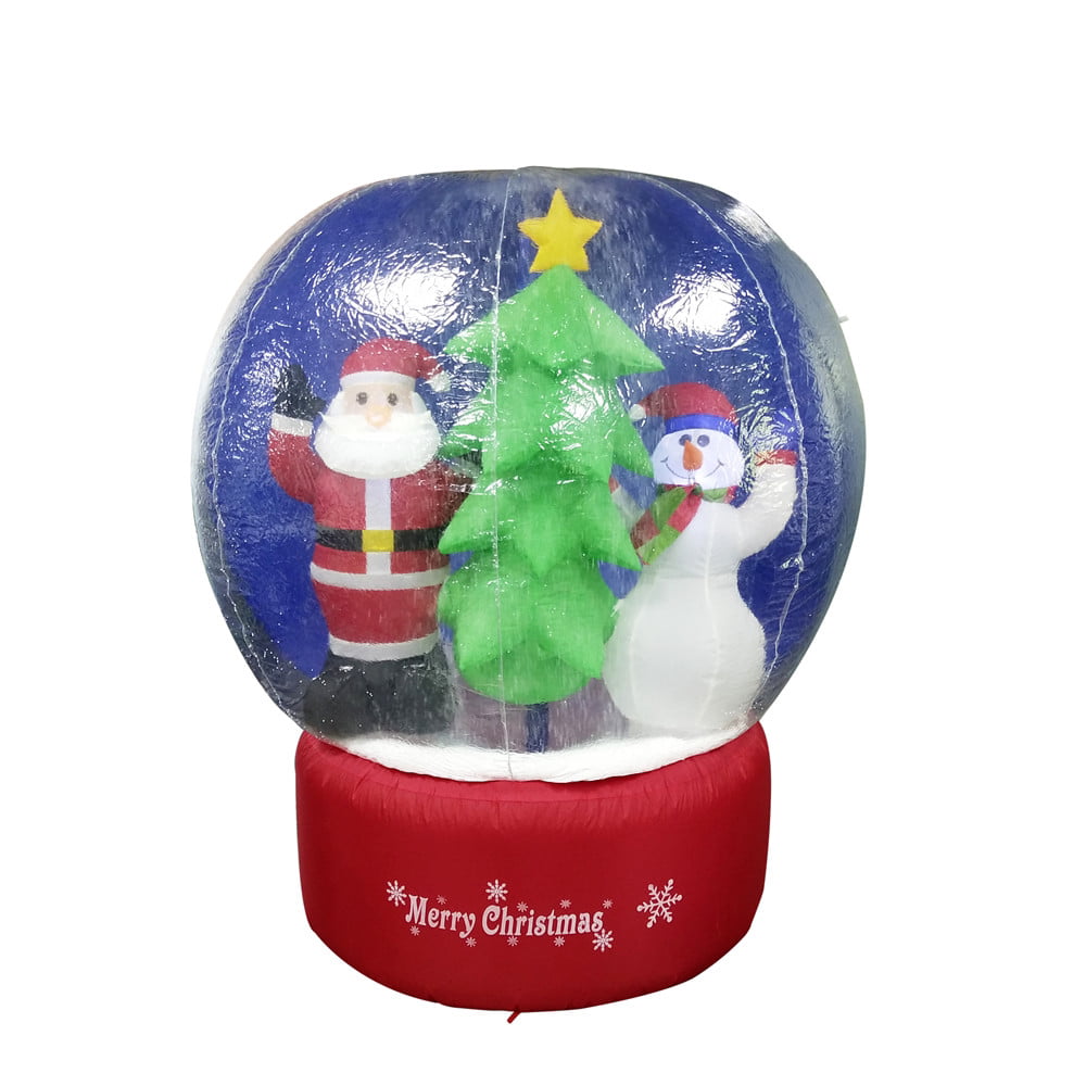ALEKO Inflatable LED Christmas Snow Globe with Merry Christmas Sign - 5 Foot