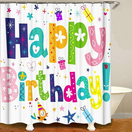 Birthday Bash Shower Curtain For Bathroom Happy Birthday Party Shower Curtain For Kids Waterproof Fabric Polyester Shower Curtain Set With Hooks 72x72 Inch C31 Walmart Canada