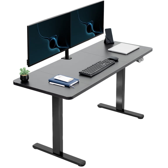 VIVO Electric 60” x 24” Stand Up Desk Workstation | Black Table Top, Black Frame