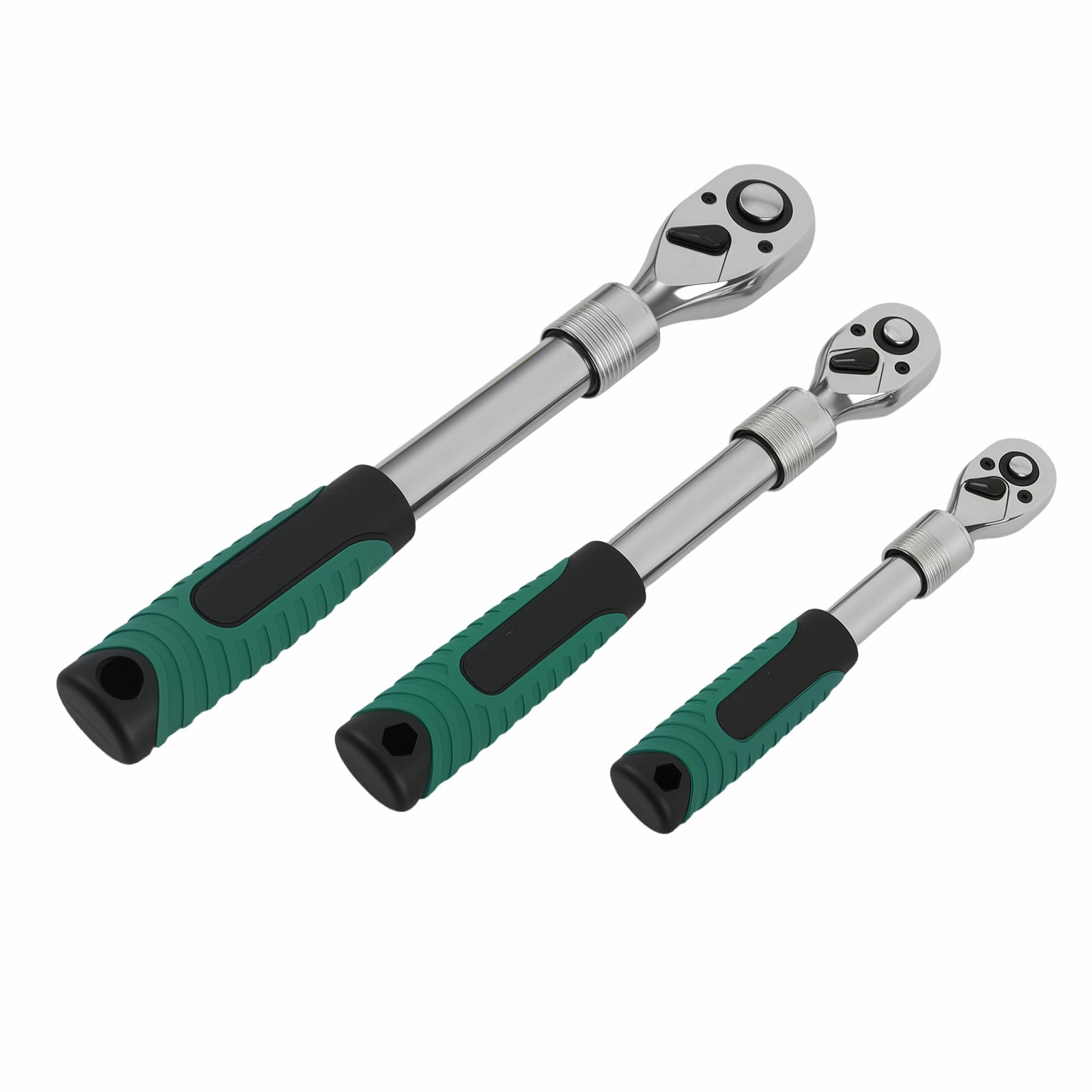 Maxpeedingrods Extendable Ratchet Wrench Set, 1/4" 3/8" 1/2" Drive 72-Tooth Quick-Release Retractable Drive Socket Wrench Reversible, Soft Grip Handle with Storage Tray