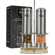 Electric Salt and Pepper Grinder Set -Battery Operated Salt n Pepper Shakers (2) by Flafster Kitchen
