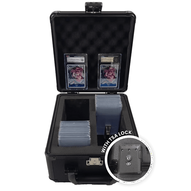 EVORETRO Aluminum Graded Card Storage Box with TSA Lock for PSA, BGS, CGC Slabs – Trading Card Holder Case for Sports