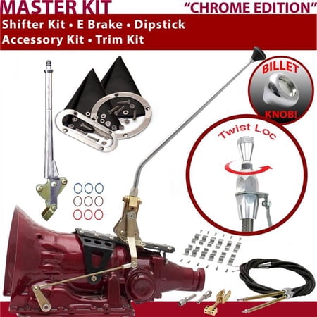 American Shifter C6 Shifter Kit Chrome 16 in. E Brake Cable Clamp Trim Kit Dipstick for F21E8