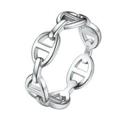 Silvora Sterling Silver Wedding Band Mariner Chain Ring for Men Women Stacking Promise Couple Ring Size 8