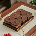 thumbnail image 4 of Glass Snackle Box Container Snack Organizer with Walnut Wooden Lids and Tray Divided Serving Tray for Nuts Candy, 4 of 6