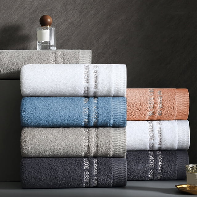 Toalla de baño suave absorbente - Fibra gruesa de poliéster, 74x34 cm, blanco/gris/gris oscuro/naranja/azul