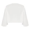 thumbnail image 6 of renvena Women's Elegant Bolero Shawl Shrugs 3/4 Sleeve Chiffon Open Front Cardigan Cover Ups Size -3XL Ivory 3XL, 6 of 7