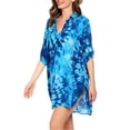 thumbnail image 5 of Beach Cover-Up V-Neck Shirt with Bikini-Friendly Design, Long Sleeve Swimwear Top in Quick-Dry Fabric for Poolside & Resort Wear,Blue 2XL, 5 of 5