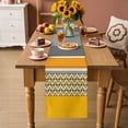 thumbnail image 2 of Yellow Grey Stripes Table Runner 70 Inches, Abstract Lines Geometric Modern Art Bed Runner Dresser Scarves Tabletop for Indoor Outdoor Parties/Ceremony/Banquet, 13" x 70", 2 of 9