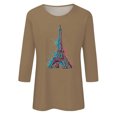 thumbnail image 4 of Pompotops T-shirt Ample Imprimé Mode Femme Manches 3/4 Blouse Col Rond Hauts Décontractés Liquidation, 4 of 4