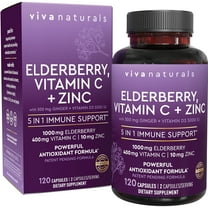 Viva Naturals Elderberry, Vitamin C   Zinc, 120 Capules