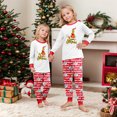 thumbnail image 5 of Moonsky| Family Matching Sets Pajamas, Loungewear Outfits,Christmas Tree Print Family Matching White Long Sleeve Tops and Red White Prints Striped Pants Set (Red White) 140, 5 of 5