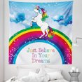 thumbnail image 1 of Fantasy Tapestry, Unicorn Surreal Myth Creature Before Rainbow Clouds Star Fantasy Girls, Fabric Wall Hanging Decor for Bedroom Living Room Dorm, 5 Sizes, Multicolor, by Ambesonne, 1 of 1