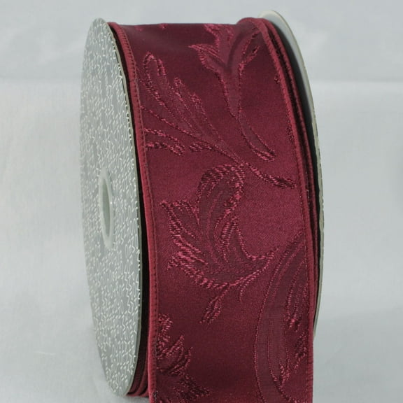 The Ribbon People Burgundy Red Floral Wired Craft Ribbon 2.5" x 20 Yards