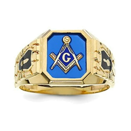 10k Blue Acrylic Men's Masonic Ring