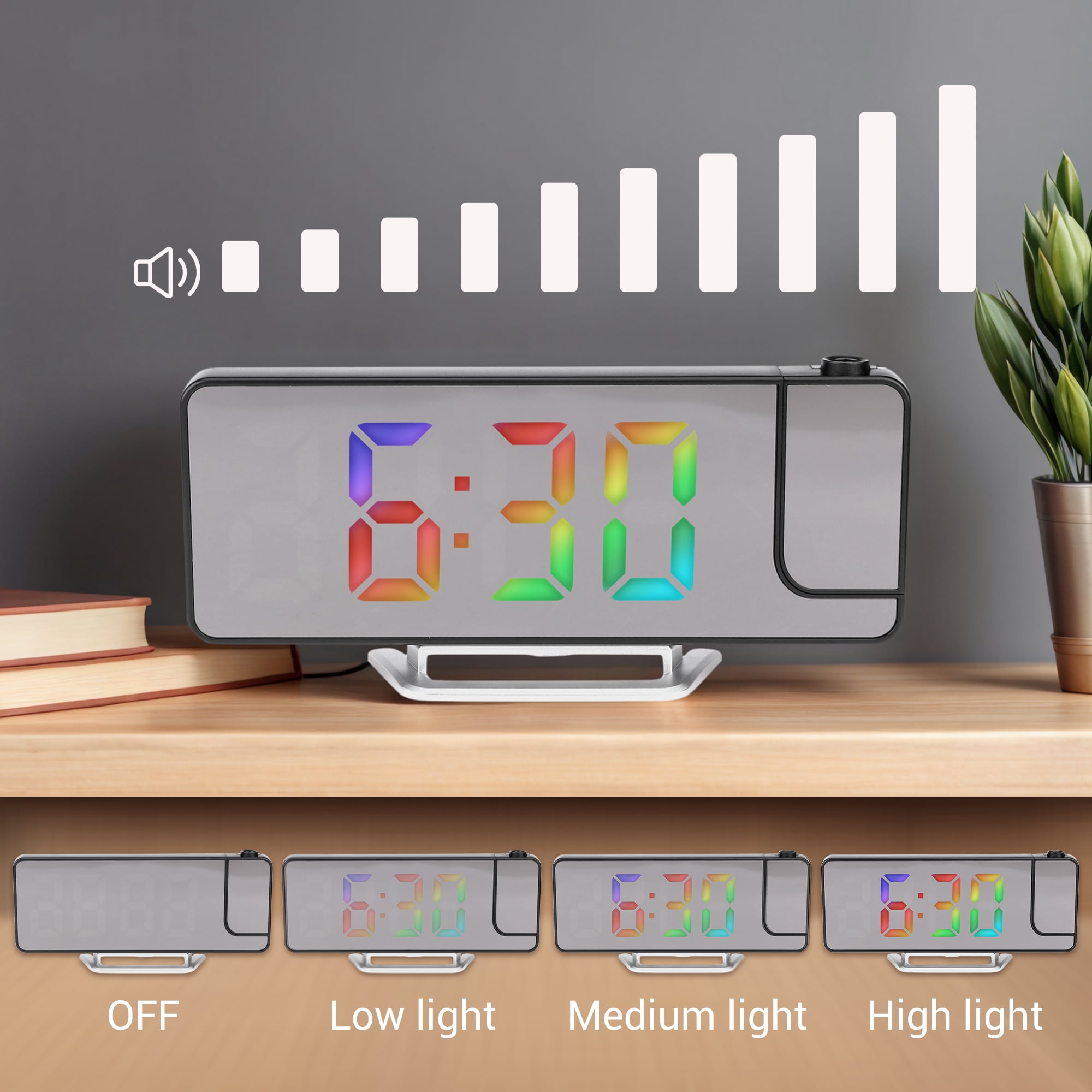 Unique Bargains 2 Pcs Projection Alarm Clocks for Deep Sleepers White/Pink