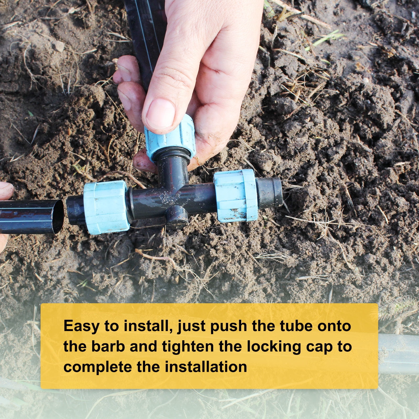 Uxcell 20-Pack Drip Tape Irrigation Tubing 3 Way Tee, for 16-17mm Tubing Irrigation Coupling Barbed Locking Fitting Tubing Connector