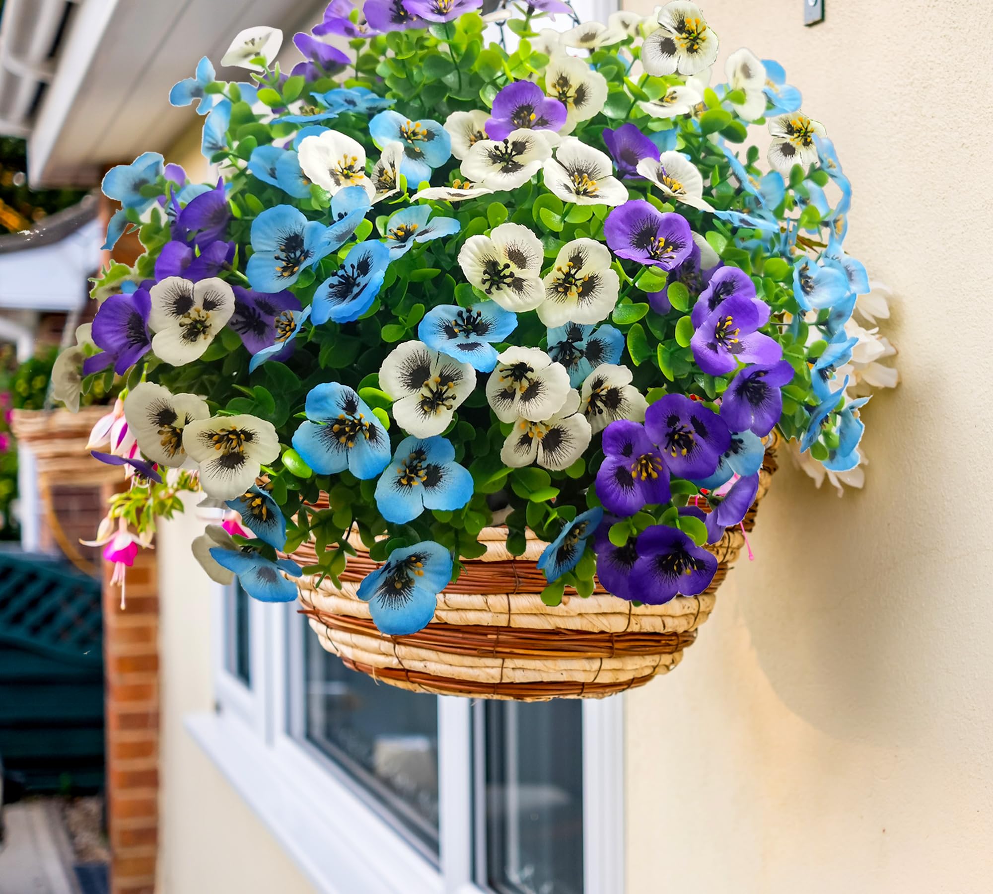 Artificial Flowers for Outdoors Fake Plants, 12pcs Fake Flowers Artificial Plants Outdoor UV Resistant