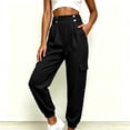 thumbnail image 6 of Khunlpohl Cargo Pant for Womens Button Elastic High Waist Casual Joggers Pants Hiking Athletic Trousers with Multiple Pockets, 6 of 8