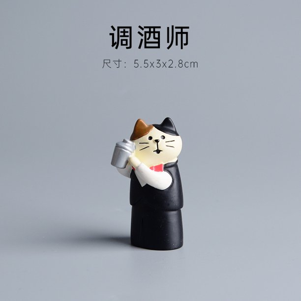 ZAKKA Lindo adorno de gato de té de dibujos animados Figuras de resina Manualidades Casa de muñecas Paquete de sushi Decoración del hogar en miniatura Accesorios de escritorio Regalo