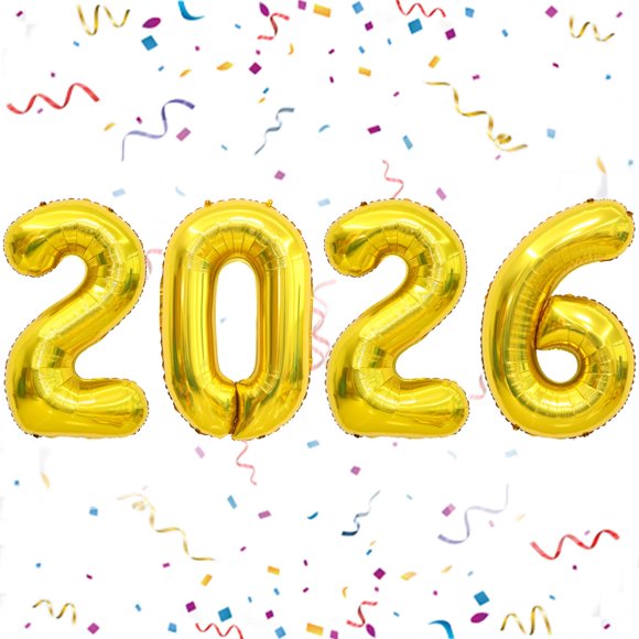 Globos YOUDICT 2026 Dorado de Papel Metalizado 41 cm Año Nuevo