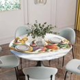 thumbnail image 5 of Christmas Round Tablecloth for 36-44 Inch Tables,Fitted Table Cover with Elastic Edge,Playing Sleds Skiing Dog Winter Xmas Holiday Waterproof Outdoor Table Cloth Protector for Patio Garden Dinner, 5 of 9