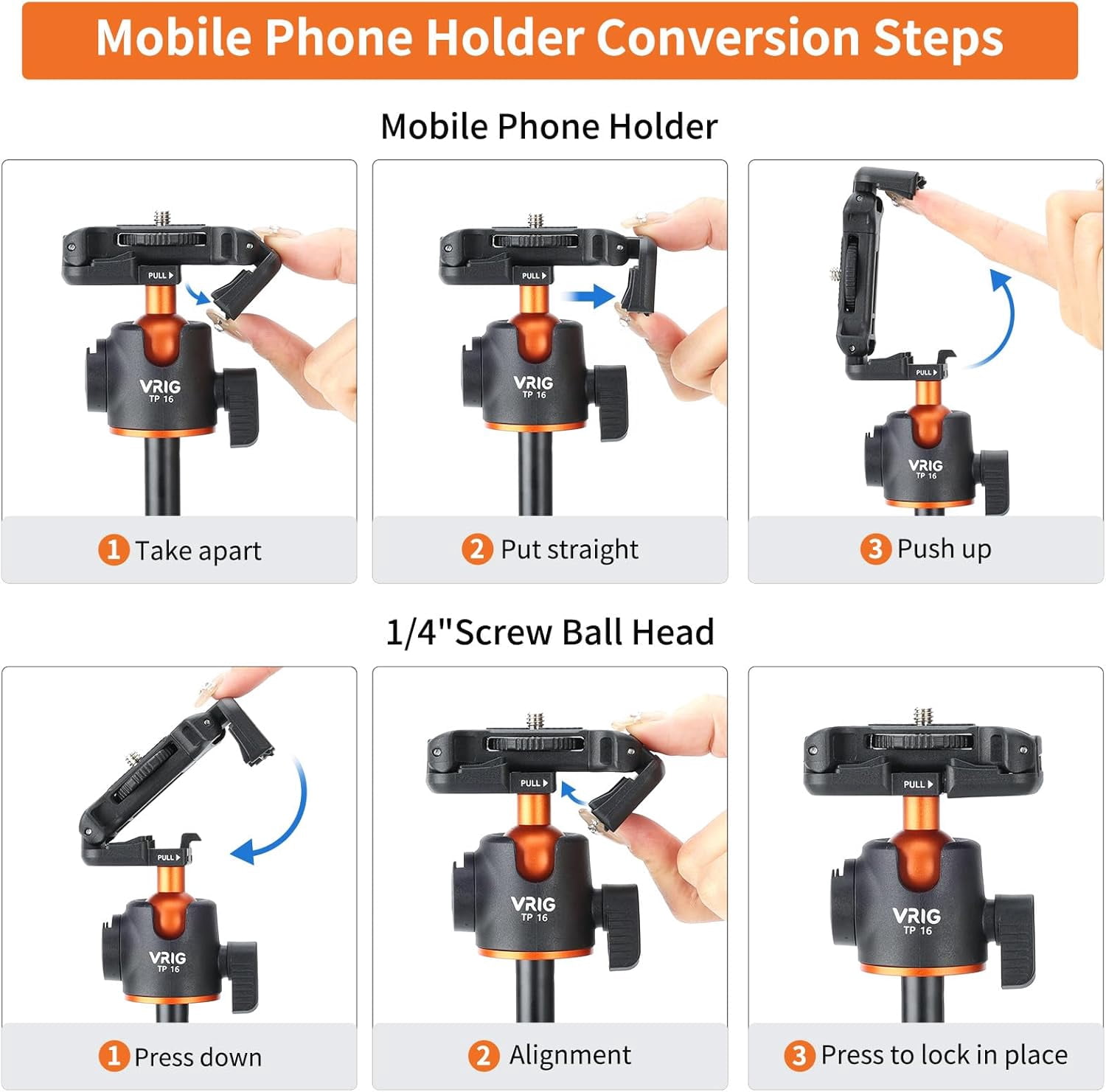 NEOYFC  55" Selfie Stick Tripod with Hidden Phone Holder, TP-16 Extendable Camera Stand with 360° Ball Head & Rotatable Cold Shoe, for iPhone, Mirrorless Camera, Action Cameras