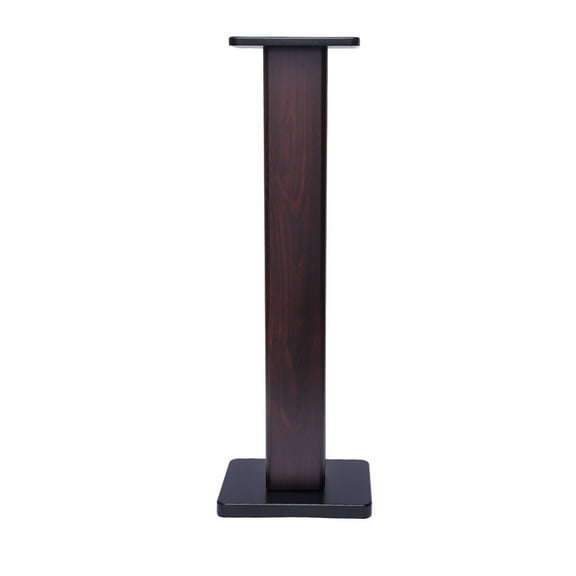 36" Premium Bookshelf Speaker Stands - Sand Fillable Black Walnut HDF Stands for Surround Sound (55lbs Capacity, 9.3x7.3" Tray, Anti-Slip Base)