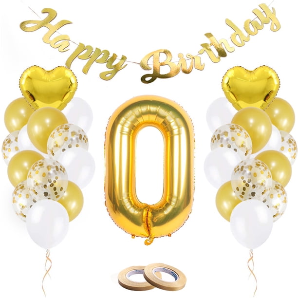 Kit de globos dorados con lámina de látex con estampado de felicitación de cumpleaños, 30 unidades