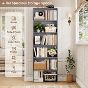 Homfa 6-Tier Gray Bookshelf 70.8 Tall Bookcase Wood Shelving Unit for Office Living Room