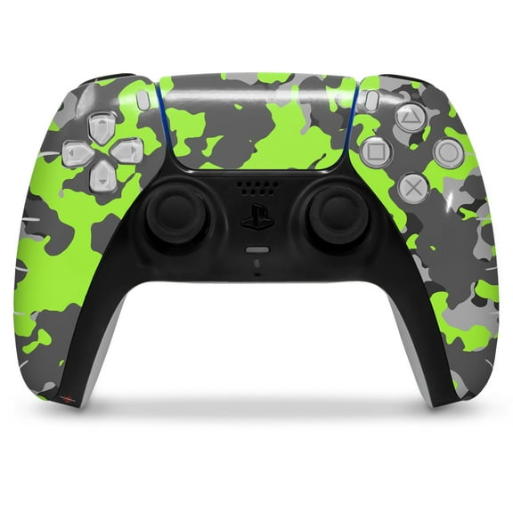 WraptorSkinz Skin Wrap compatible with the Sony PS5 DualSense Controller WraptorCamo Old School Camouflage Camo Lime Green (CONTROLLER NOT INCLUDED)