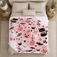 thumbnail image 5 of Cute Pink Pumpkin Black Cat decorative motif autumn celebration Pattern, Warm Flannel Blanket for Kitchen and Dining Room, Playful Pet Portrait Pattern, Cat Lovers autumn celebration Gift, 5 of 9